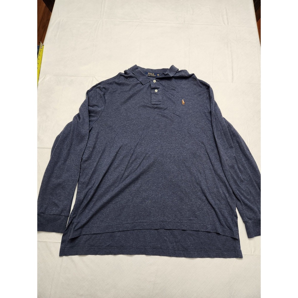 Polo Ralph Lauren Shirt Mens 2XL Blue Long Sleeve Pima Soft Touch Cotton Casual